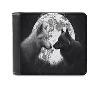 LZQPOEAS Wolves Love Under The Moon - Cartera de animales salvajes con capacidad extra, billetera plegable delgada con múltiples ranuras para tarjetas, billetera de cuero para hombre