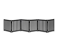LZRS Puerta de Madera sólida para Mascotas, Puerta de Madera Natural para Perros, escaleras, Valla de Seguridad, Negro, 6 Paneles