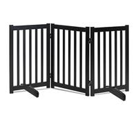 LZRS Puerta Independiente de Madera Maciza para Mascotas, para Puertas, Casas, escaleras, Valla de Seguridad, 76 cm de Alto, 3 Paneles, Negro