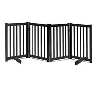 LZRS Puerta Independiente de Madera Maciza para Mascotas, para Puertas y escaleras, 76 cm de Alto, 4 Paneles, Negra