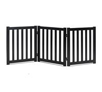 LZRS Rejilla Plegable Independiente para Perros de Madera con 3 Paneles, 61 cm de Alto, Puerta para Mascotas, escaleras, pasillos, obstáculos para Perros y Cachorros pequeños y medianos, Color Negro