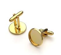 LZTDSBX Gemelos en Blanco 50 Piezas de Moda Color Dorado Ajuste de Gemelos camafeo cabujón Base Bandeja Bisel en Blanco for cabujones Redondos DIY artesanía Hecha a Mano(14 mm)