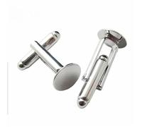 LZTDSBX Gemelos en Blanco, 50 Uds., Bandeja de Almohadilla Redonda en Blanco, Gemelos de latón, Base en Blanco, cabujón, joyería, Accesorios de Ropa(14mm Silver Plated)
