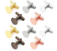 LZTDSBX Gemelos en Blanco 50 Uds. Gemelos Redondos de Negocios a la Moda for Hombre, Ajuste en Blanco, Bandeja Base de cabujón de 6/8/10/12mm for fabricación de Joyas DIY(12mmrhodium Cufflink)