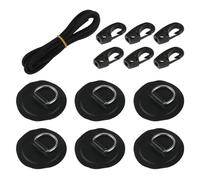 LZTDSBX Kit Completo de Aparejos Cubierta con Anillas en D for Tabla Remo PVC:, Cuerda elástica 2,5 m y Ganchos for embarcaciones inflables(Black)