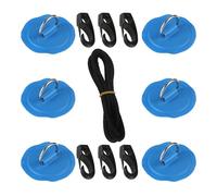 LZTDSBX Kit Completo de Aparejos Cubierta con Anillas en D for Tabla Remo PVC:, Cuerda elástica 2,5 m y Ganchos for embarcaciones inflables(Blue)