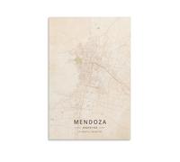 LZTEN Mendoza - Póster de mapa de Argentina vintage para estética de habitación, lienzo de pared e impresión sin marco, 40 x 60 cm