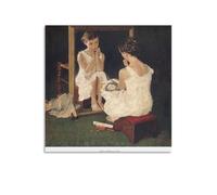 LZTEN Póster de chica en el espejo de Norman Rockwell Prints, lienzo, pinturas al óleo, sin marco, 61 x 61 cm