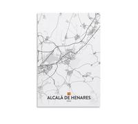 LZTEN Póster de mapa de la ciudad de Alcalá de Henares ES en lienzo, arte para pared, dormitorio, oficina, habitación, regalo, sin marco, 40 x 60 cm