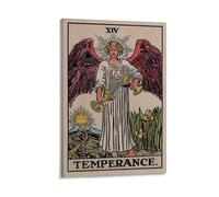 LZTEN Póster de Tarot vintage de templanza, adivinación, astrología, estrellas, pósteres, lienzo, arte de pared, pinturas al óleo, enmarcadas, 16 x 24 pulgadas