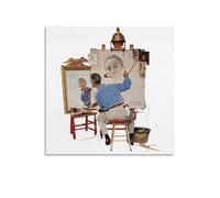 LZTEN Póster de triple autorretrato de Norman Prints Rockwell Prints - Lienzo decorativo para pared, pinturas al óleo, sin marco, 30,5 x 30,5 cm