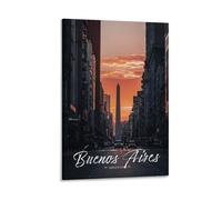 LZTEN Póster de viaje con paisaje de ciudad famosa de Buenos Aires, para habitación de adolescentes y niños, marco de 30 x 45 cm