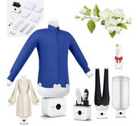 LZTET MáQuina De Planchado AutomáTica,Secadora Y Plancha Aire Caliente,Eliminador Arrugas Manos Libres 360°,Secado RáPido,Vapor PortáTil,DiseñO Inflable PortáTil para Viajes El Hogar(White)