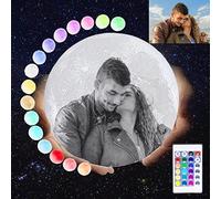 LZXSXZ Lampara De Luna Personalizada, 3D con Tu Foto Y Texto, USB Recargable 16 Colores Control Remoto y táctil controlar, Regalos para Novio, Novia, Amigo, Padre y Tu Madre