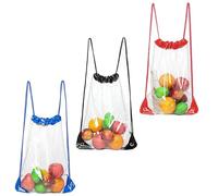 LZYDKH 3 Piezas Mochila Transparente, Bolsa Transparente Playa Impermeables Mochila Cuerdas con Cordón Mochilas para Festivales Escuelas Aire Libre (Negro, Rojo, Azul Zafiro)