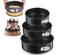 LZYDKH 3 Piezas Molde Desmontable, 20/22/24 cm Moldes Reposteria Molde Repostería Redondo con Revestimiento Antiadherente a Prueba de Fugas con Fondo Extraíble para Cumpleaños Bodas