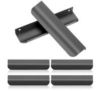 LZYDKH 6 Piezas Tiradores Ocultos para Armarios, Tiradores Negros Invisibles Redondeados Tiradores de Muebles Negro 150 mm para Puerta de Armario Cajones Muebles Dormitorio