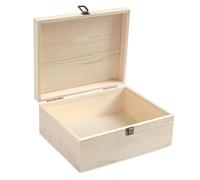LZYDKH Caja de madera natural con tapa abatible, caja de madera con tapa, cierre frontal de madera de pino natural, caja de madera para accesorios, recuerdos, barnizable, 23 x 23 x 10 cm