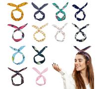 LZYMSZ 12PCS Diadema Alambre, Alambre de Hierro Anudado Banda para Cabeza Mujer Diadema, Bandana con Alambre Diademas con Alambre para Mujeres Chicas Niñas(12-SS)