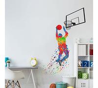 LZYMSZ Calcomanías de pared de Baloncesto, 35.4×50'' Jugador de Baloncesto Dunk Sticker, Jugar al Baloncesto Inspirador Autoadhesivo de la Etiqueta de la pared para la Decoración de la Sala(B)