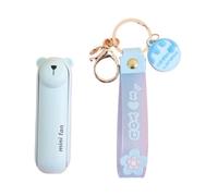 LZYWOD Miniventilador portátil de mano, 3 en 1, plegable, USB, recargable, de mano para viajes y linterna, llavero, ventilador y