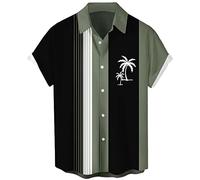 Lzzidou - Camisa hawaiana de manga corta para hombre, camisa de playa con botones, X-Large
