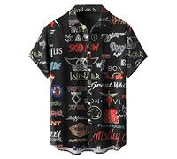 Lzzidou Camisa Hawaiana Musical de Manga Corta Abotonada para Hombre, Estilo Vintage Retro Rockabilly de los Años 50, XXL
