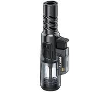 Lzzuid Encendedor Jet Flame de gas butano, recargable, resistente al viento, para barbacoa, regalos para hombres, sin líquido (negro y plateado)