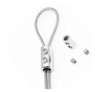 LZZYFPX 10 Abrazaderas for eslingas de Alambre de Acero de 2/3 mm con Doble Orificio, Clip de Cobre metálico, Accesorios de fijación for eslingas de Cuerda de Acero Inoxidable.(For 2mm Wire X10pcs)