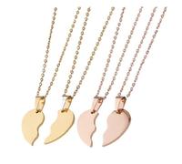 LZZYFPX 5 pares de collares de acero inoxidable con forma de corazón, en blanco for grabar, de metal, con placa pulida a espejo.(50cm,Gold)