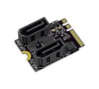M.2 A+E Llave a 2 puertos SATA Extender Tarjeta Convertidor de Puertos Duales, Tarjeta de Extensión de Disco Duro de Alta Velocidad 6Gbps para PC de escritorio