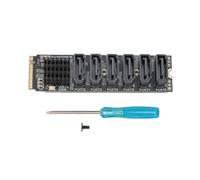 M.2 a SATA3.0 Tarjeta de Adaptador, M.2 M-Key PCIe3.0 a Adaptador SATA, ASM1166 6 GBPS 6 Puertos Expansión con indicador (Negro)