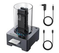 M.2 - Base de conexión SSD JMS581LT para Todos los NVMe y NGFF SSD, CFexpress Tipo B, USB3.2 Gen2 10 Gbit/s, Ventilador silencioso de 60 mm, 2 Cables, Fuente de alimentación