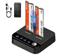 M.2 NVMe SATA SSD Clonador con caja de almacenamiento, 20 Gbps USB3.2 Gen2x2 Dual Bay M.2 SSD Duplicador sin conexión, NVMe de protocolo cruzado y carcasa SATA, lector SSD de 16 TB M/B+M para