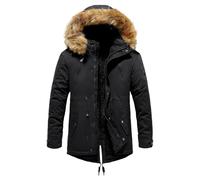 M 65 - Chaqueta de invierno gruesa para hombre, cálida y aislada, con capucha, para invierno, Negro , XL