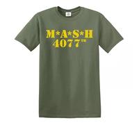 M*A*S*H 4077TH - Camiseta para hombre MASH TV Series US, Camiseta verde militar con estampado amarillo, M