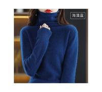 (M,Algae blue)High Collar Mink Cashmere Sweater Women's Pullover 2023 Autumn/Winter Knitted Sweater Loose Bottom Fashion Basic Top