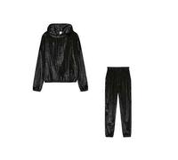 (M,black)2 Pcs/Set Stylish Women Hoodie Sweatpants Set Solid Color Keep Warm Hat Casual Women Winter Tracksuit Women Clothes