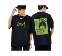 (M,Black)Charli Xcx Brat 2024 New Album Graphic Tshirt Men Women Fashion Vintage Popular T-shirt Cotton Casual Loose T-shirts Streetwear