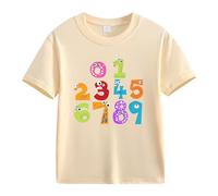 M Blau Day Girls and Boys Kids T Shirts Fun Colorful Numbers Shirt Impreso, beige, 6-7 años