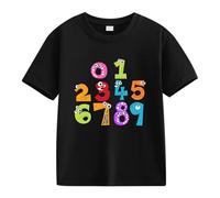 M Blau Day Girls and Boys Kids T Shirts Fun Colorful Numbers Shirt Impreso, Negro , 6-7 años
