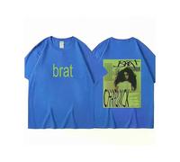 (M,Blue)Charli Xcx Brat 2024 New Album Graphic Tshirt Men Women Fashion Vintage Popular T-shirt Cotton Casual Loose T-shirts Streetwear