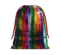 M - Bolsa de Navidad con cordón - Bolsas de fiesta de Navidad con estampado de ciudad de arco iris, bolsas de felpa reutilizables