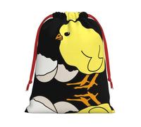 M - Bolsa de Navidad con cordón - Bolsas de fiesta de Navidad con estampado de pollo bebé, bolsas de felpa reutilizables