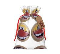 M - Bolsa de Navidad reutilizable con diseño de cara sonriente de labios grandes, bolsa de regalo con cordón para Navidad, vacaciones, fiestas, bodas, cumpleaños