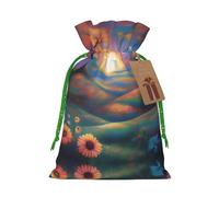 M - Bolsa de Navidad reutilizable con diseño de escena de ensueño, bolsa de regalo con cordón para Navidad, vacaciones, fiestas, bodas, cumpleaños