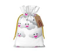 M - Bolsa de Navidad reutilizable con diseño de nube sonriente de boca roja rosa con cordón para Navidad, vacaciones, fiestas, bodas, cumpleaños