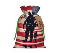 M - Bolsa de Navidad reutilizable - Soldados militares estadounidenses patrióticos con estampado del Día de los Caídos, bolsa de regalo con cordón para vacaciones, cumpleaños y regalos de boda