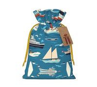 M - Bolsa de Navidad reutilizable - Transporte marítimo, bolsa de regalo con cordón para Navidad, vacaciones, fiestas, bodas, cumpleaños