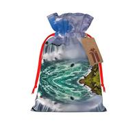 M - Bolsas de Navidad con cordón, estampado de cataratas del Niágara, bolsas de vacaciones para bodas, cumpleaños